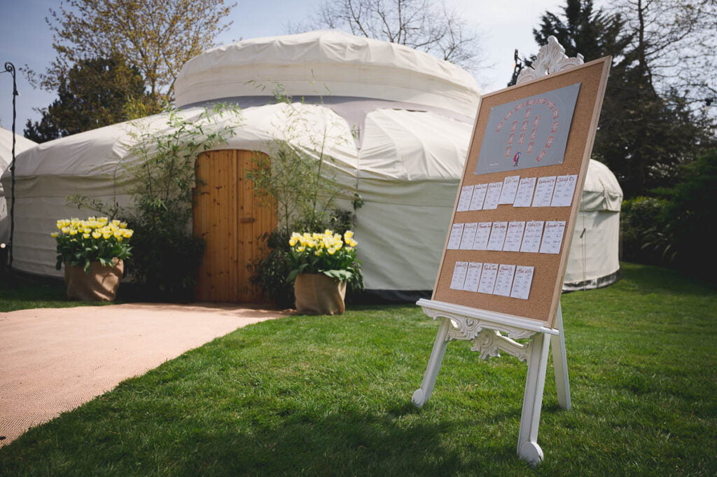 outside of a yurt at a wedding